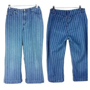 VINTAGE Y2K Striped High Rise Wide Leg Cropped Jeans 12